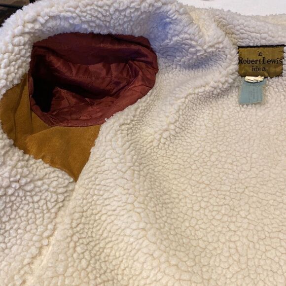 Vintage shearing lined men’s wood button jacket size M/L - Picture 12 of 12